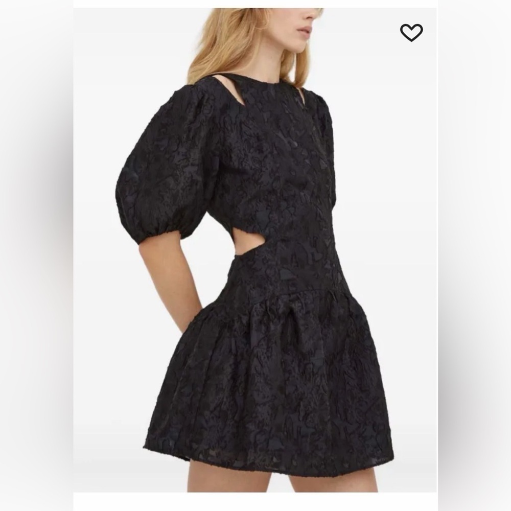 Day Birger Et Mikkelsen Black Puff-Sleeve Cut-Out Mini Dress Holiday NYE Party